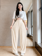 ChickBlush- Everyday Wide Leg Trouser - BEIGE