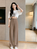 ChickBlush- Everyday Wide Leg Trouser - EARTH BROWN