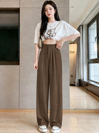 ChickBlush- Everyday Wide Leg Trouser - COCO BROWN