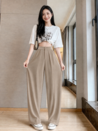 ChickBlush- Everyday Wide Leg Trouser - KHAKI