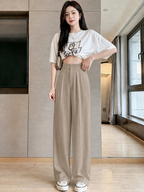 ChickBlush- Everyday Wide Leg Trouser - KHAKI