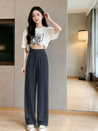 ChickBlush- Everyday Wide Leg Trouser - DARK GREY