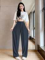 ChickBlush- Everyday Wide Leg Trouser - DARK GREY