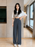 ChickBlush- Everyday Wide Leg Trouser - DARK GREY