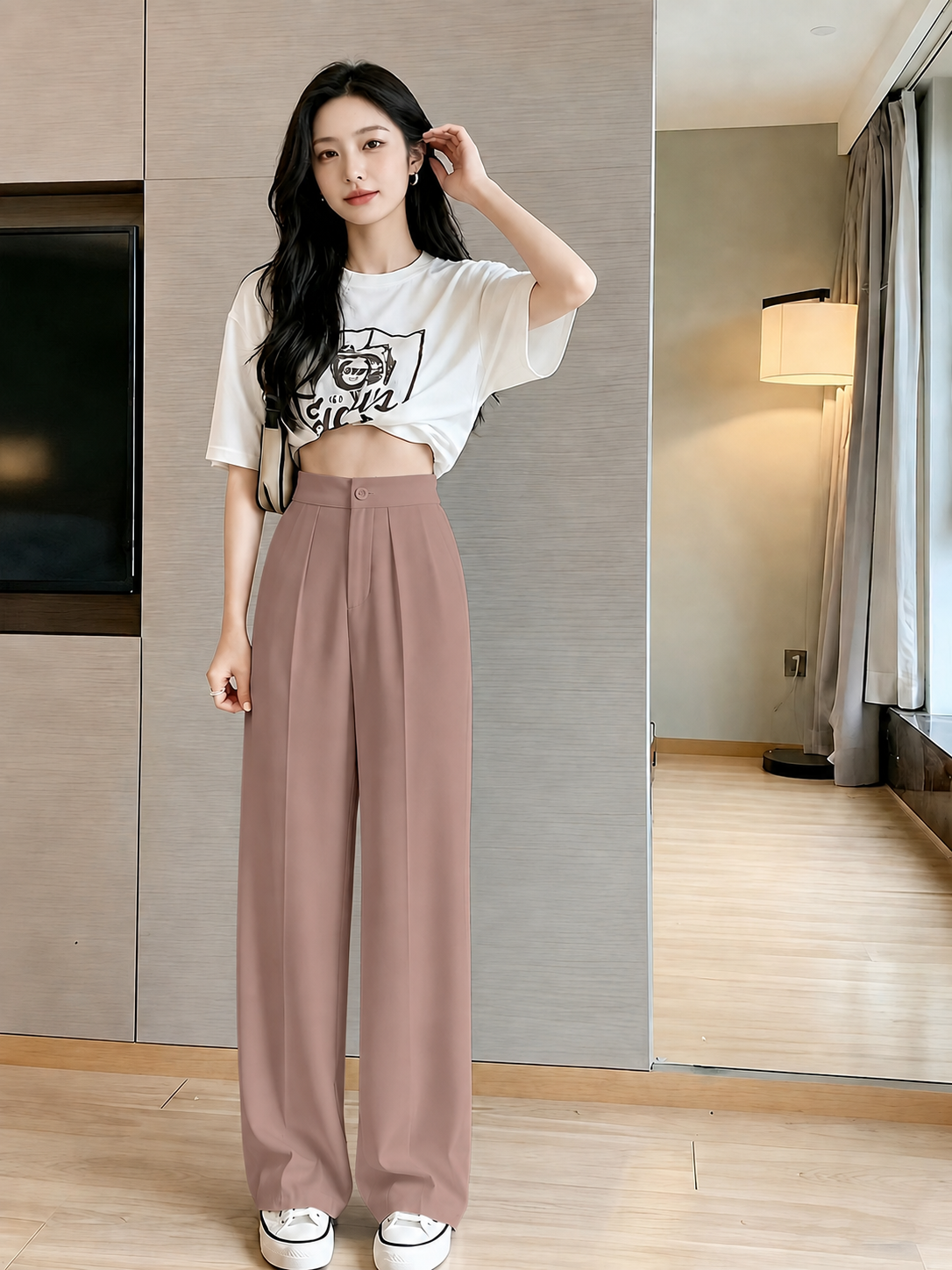 ChickBlush- Everyday Wide Leg Trouser - PINK