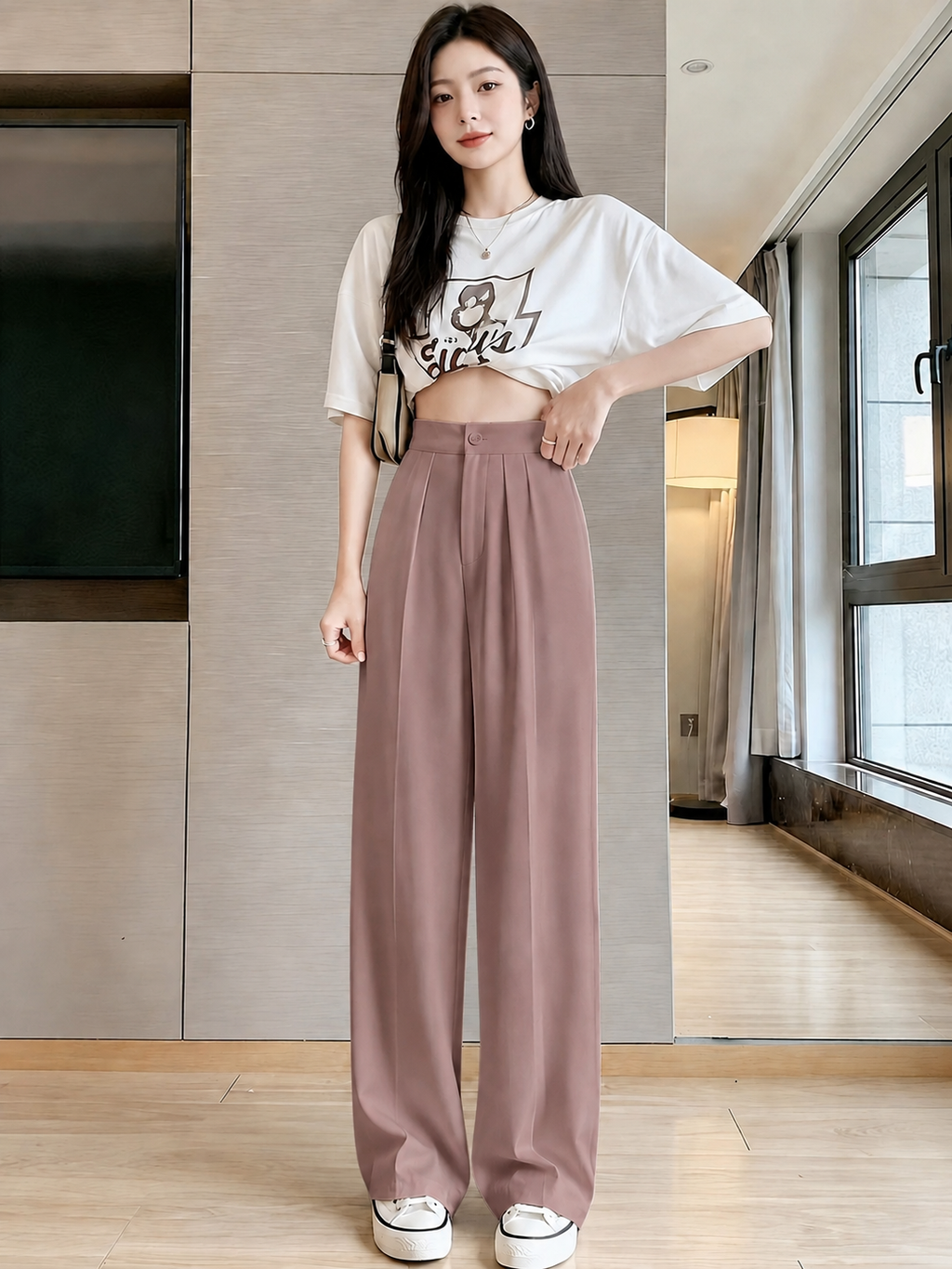 ChickBlush- Everyday Wide Leg Trouser - PINK