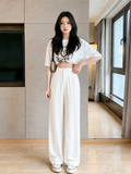 ChickBlush- Everyday Wide Leg Trouser - WHITE